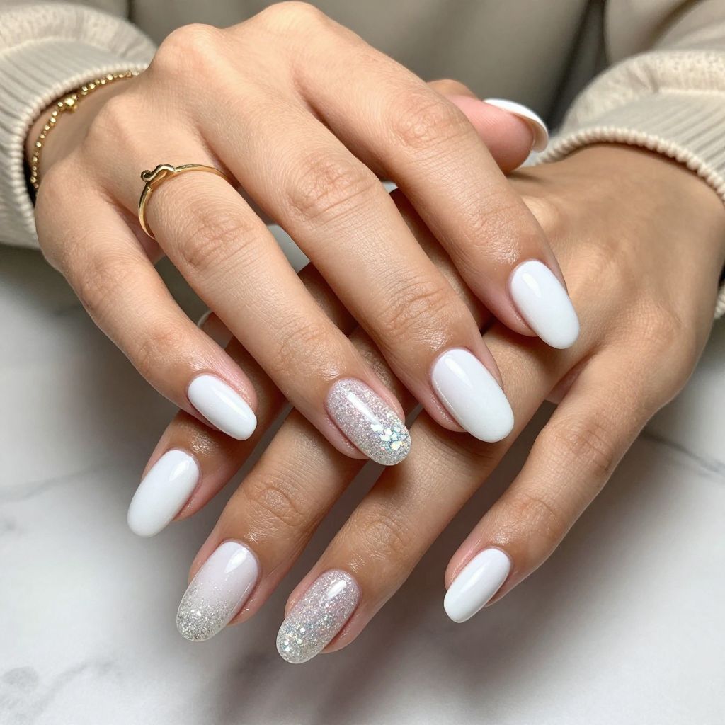 Milky White Chunky Glitter Gradient