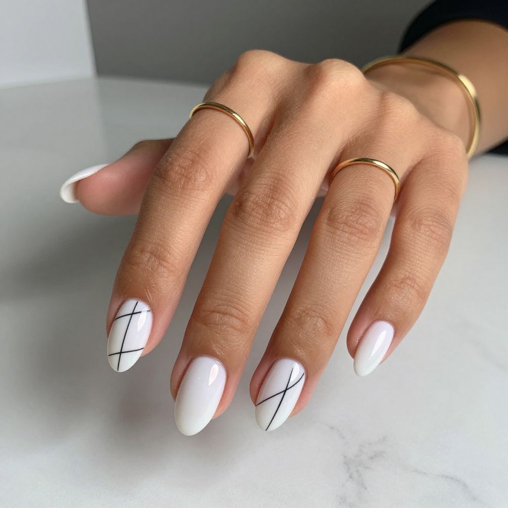 Milky White with Minimal Black Line Art