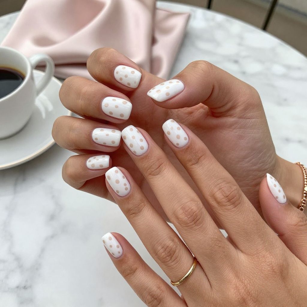 Milky White with Subtle Polka Dot Art