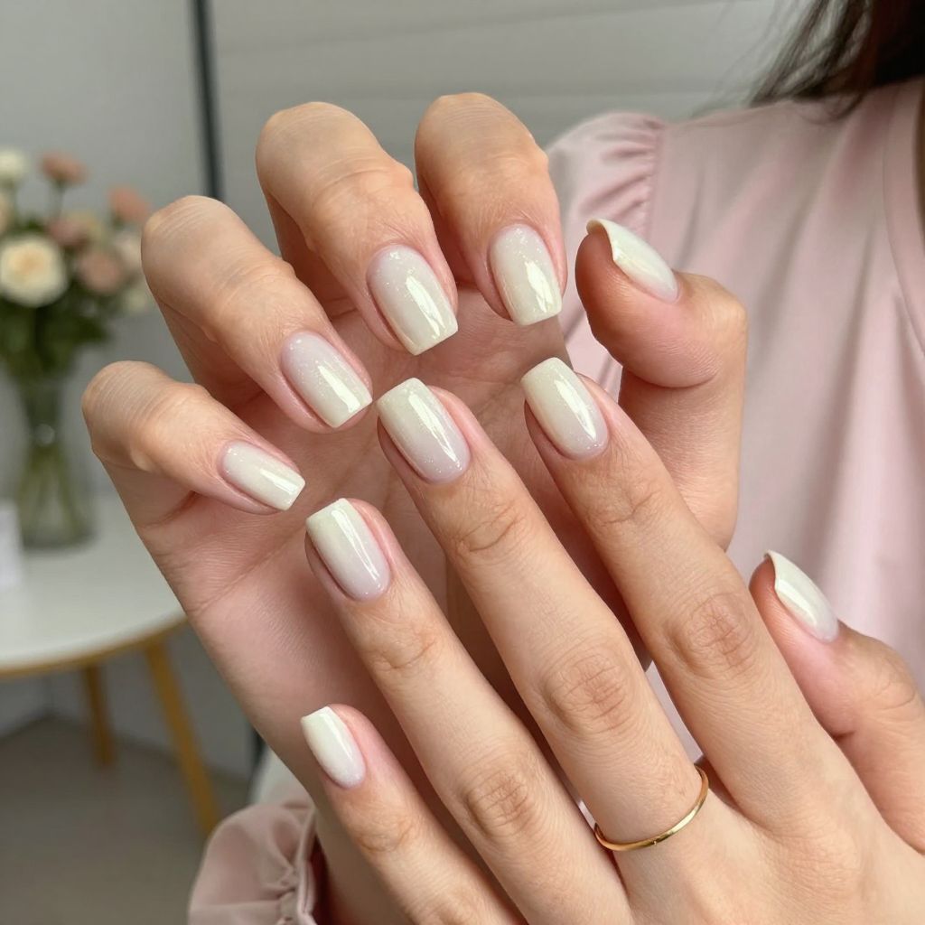 Soft Milky White with Pearlescent Sheen
