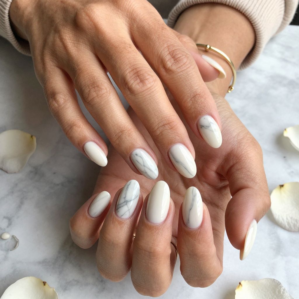 Milky White with Textured Marble
