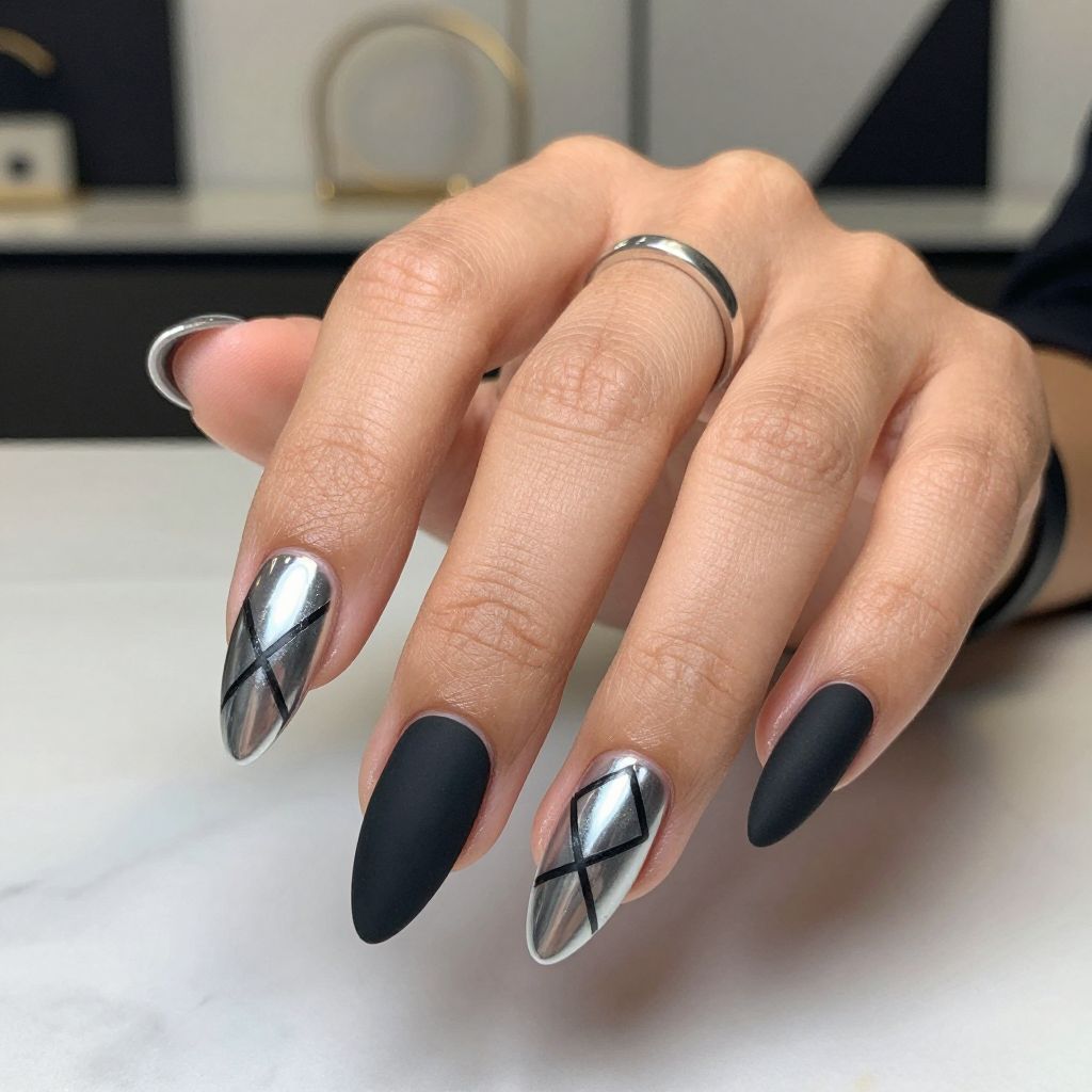 Glittering Silver Geometric