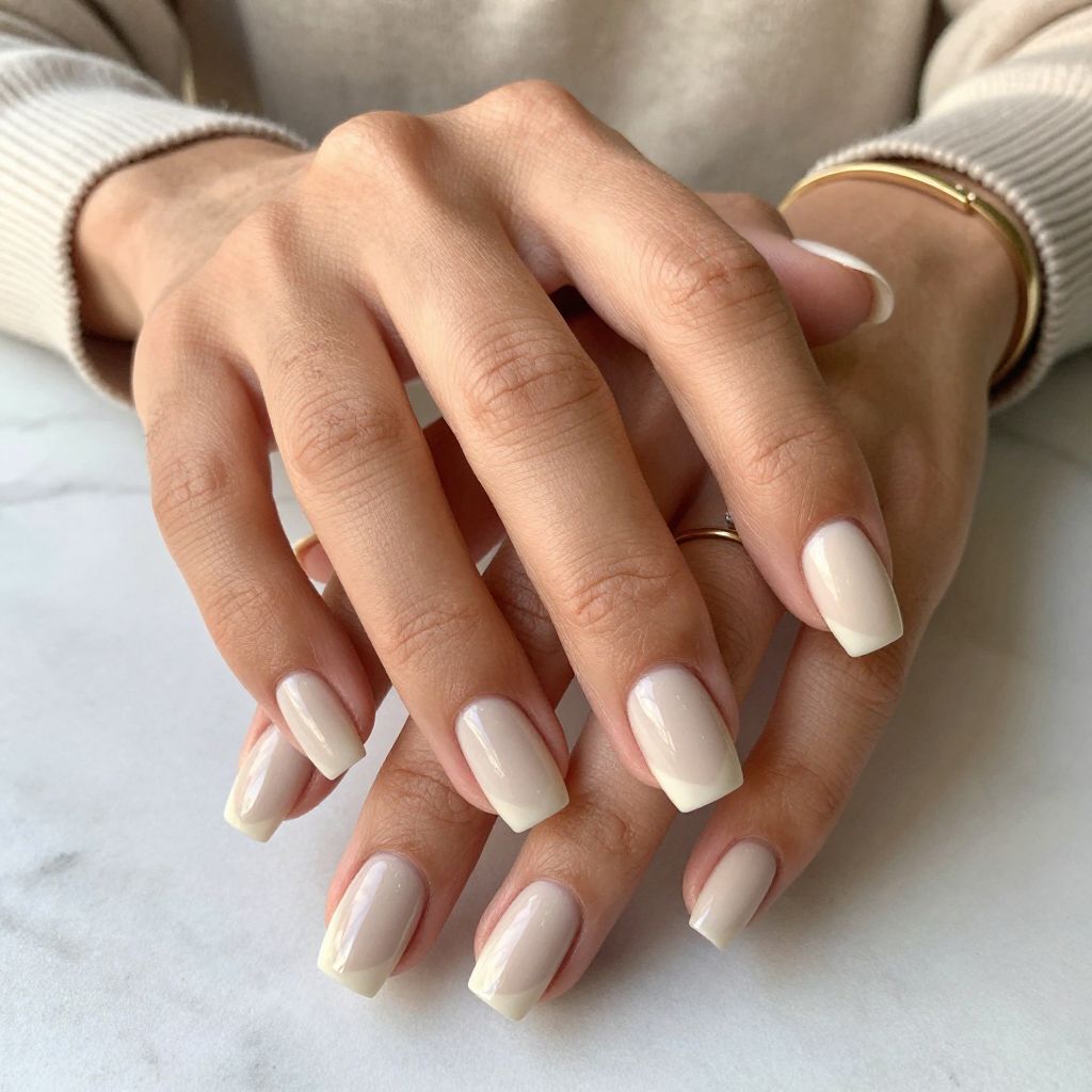 Milky Beige with Glossy Tips