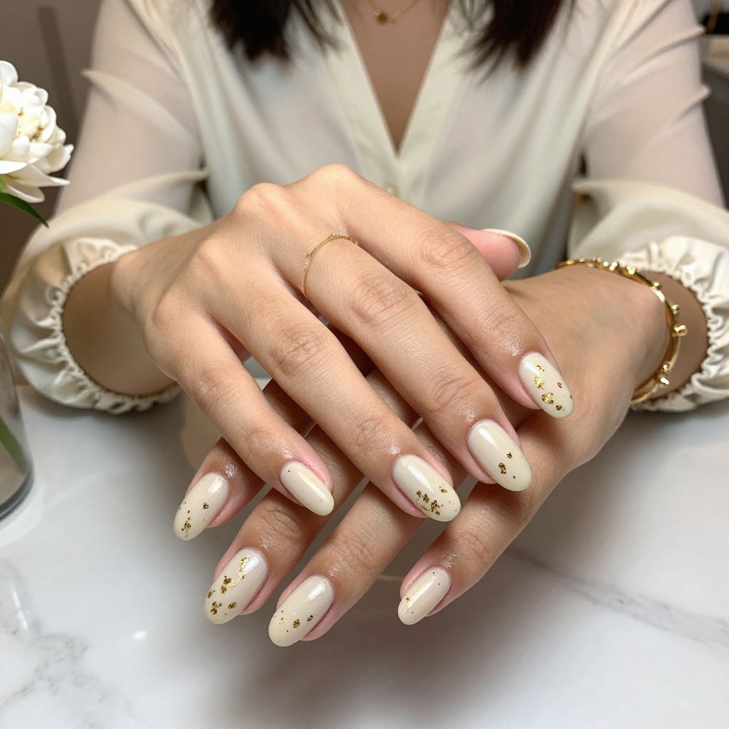 Almond Nude with Gold Foil Flakes