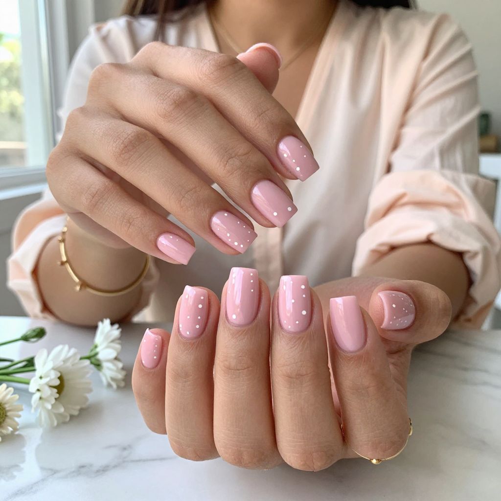 Muted Pink with Delicate Dot Art
