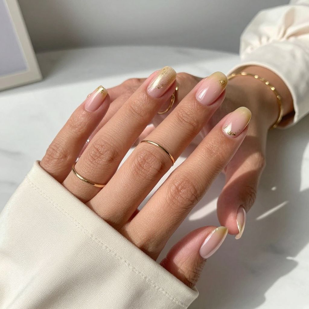 Nude Pink With Gold Foil Fade