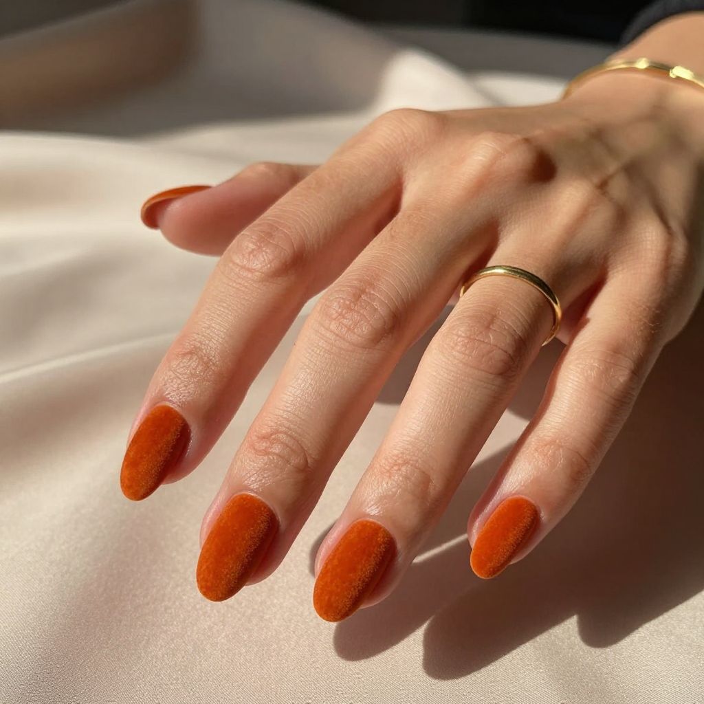 Burnt Orange Textured Velvet nails