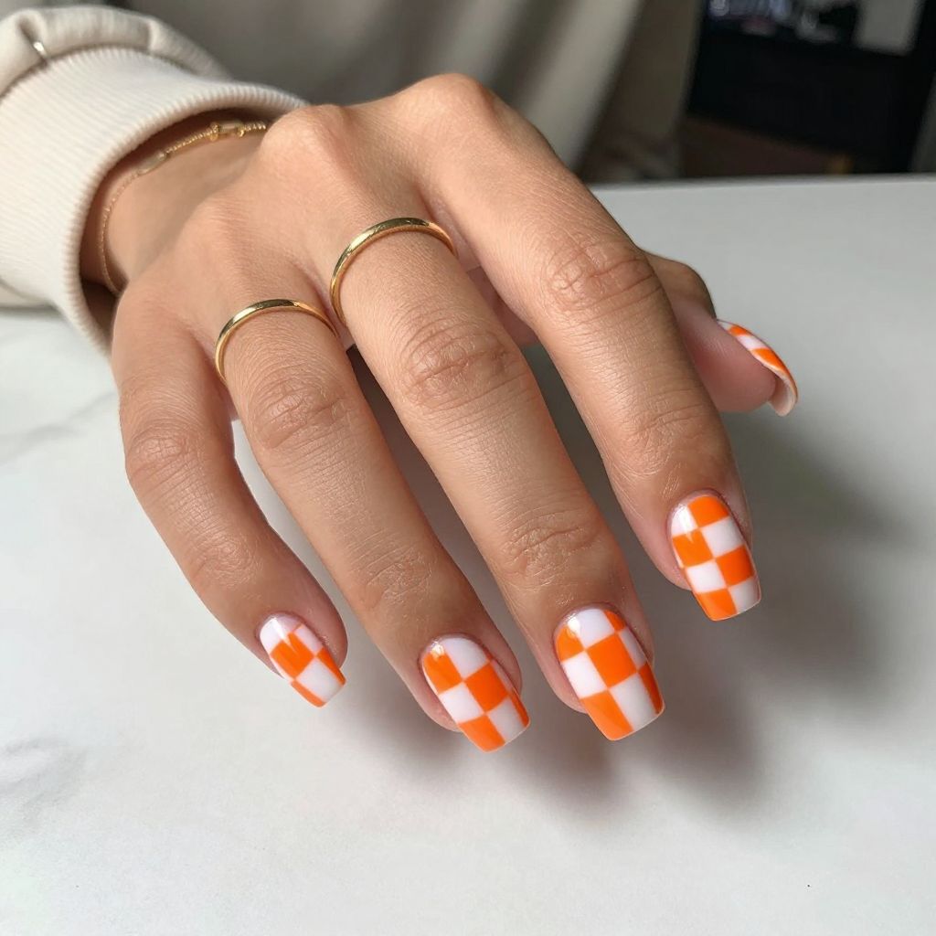 Retro Checkerboard Pop nails