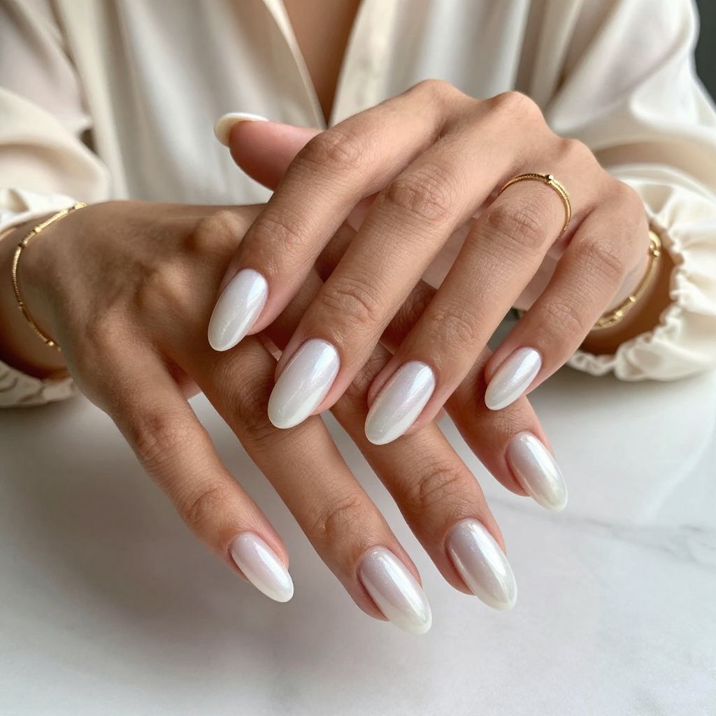 Classic Pearl Gloss on Almond Tips