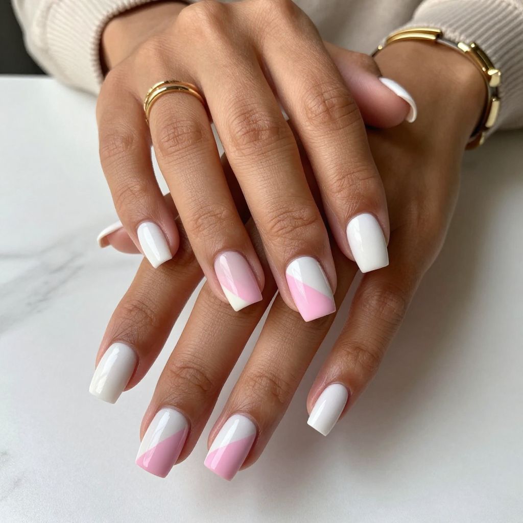 Minimalist Pink Blocks Nail Design