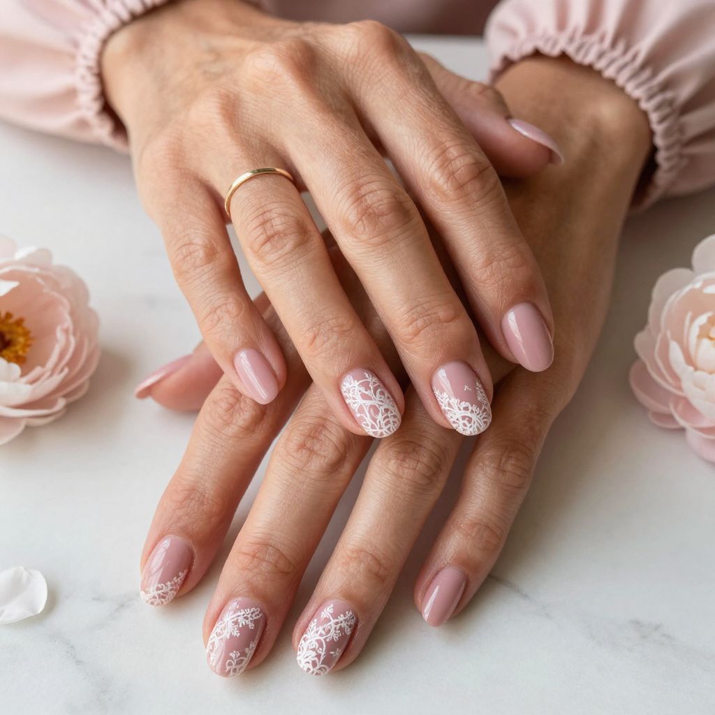 Romantic Lace Accent Nail Design