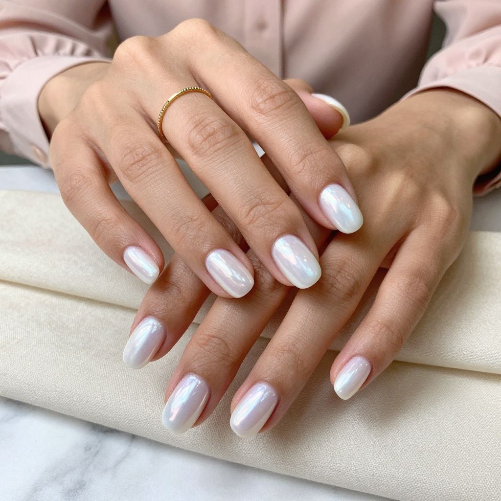 Pearly Pink Sheen Nail Design