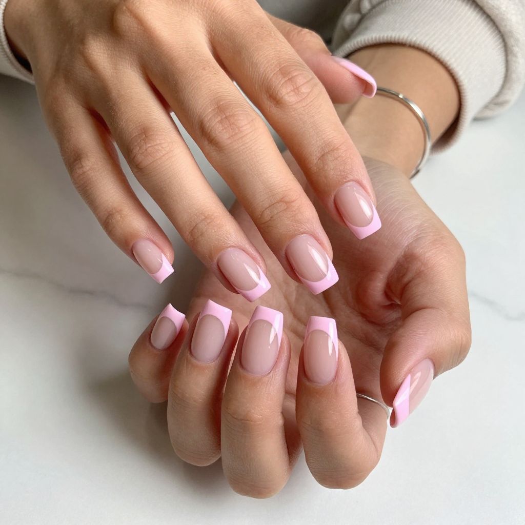 Clear Tips with Soft Pink Half-Moon at Cuticles