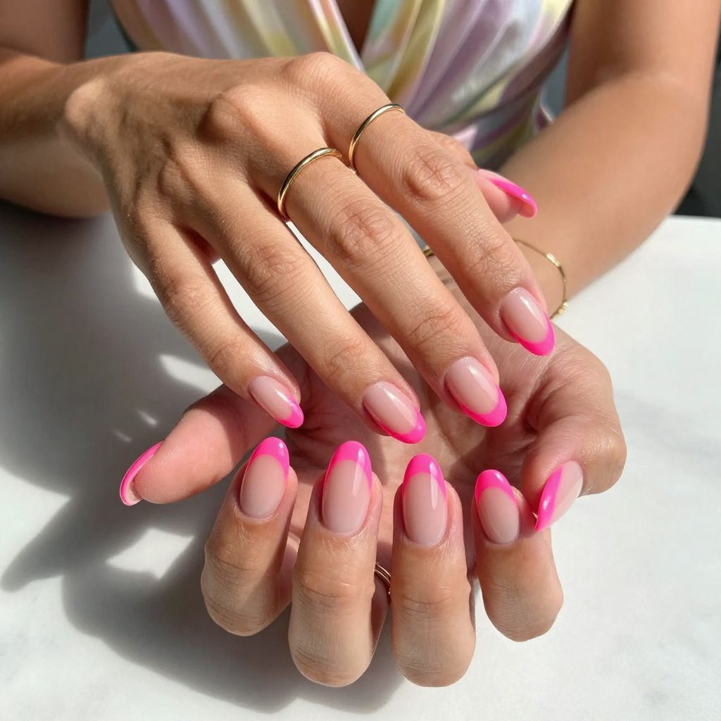 Neon Pink Tips with Nude Base