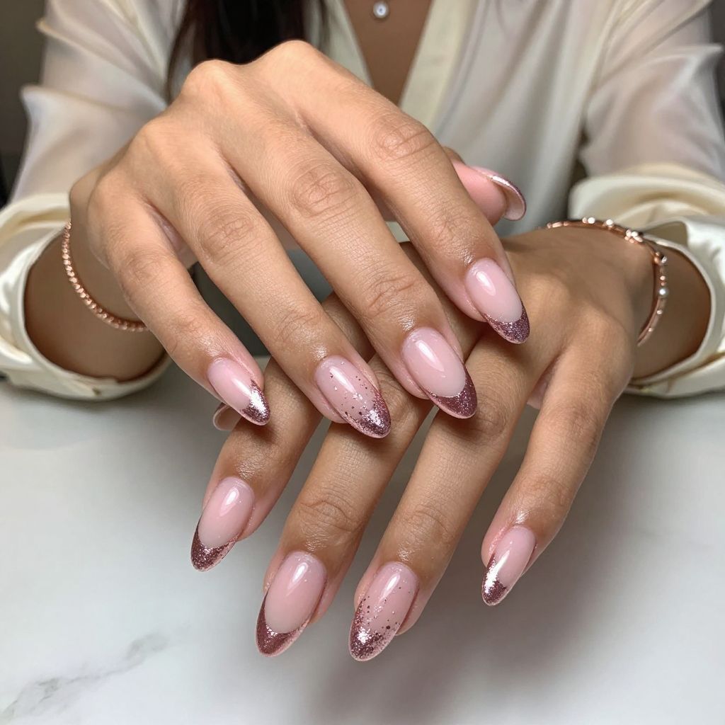 Pink Foil French Tips