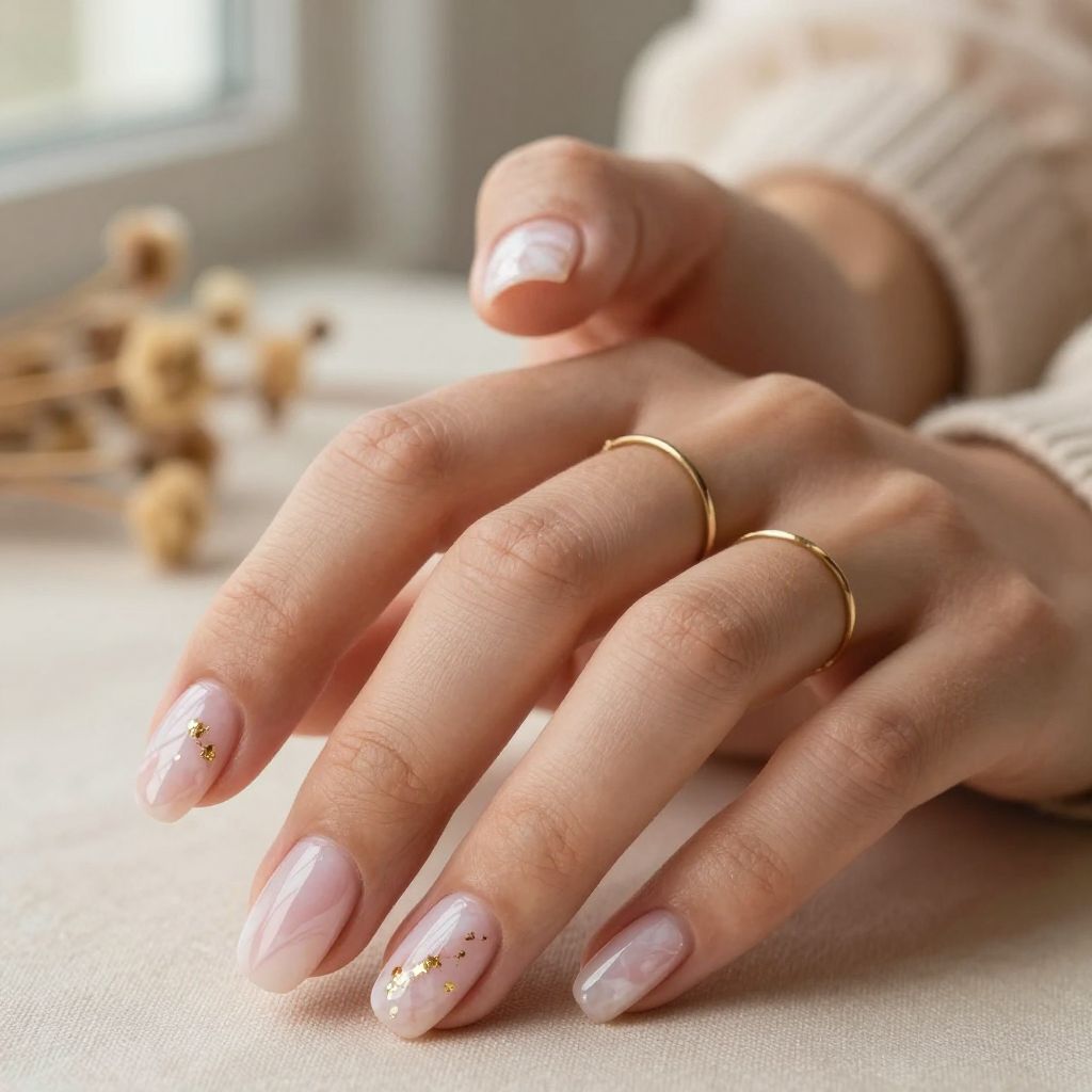 Rose Quartz Accent Nails