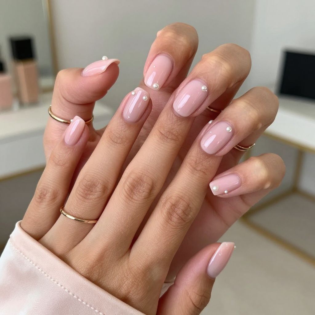 Sheer Pink With Tiny Pearls