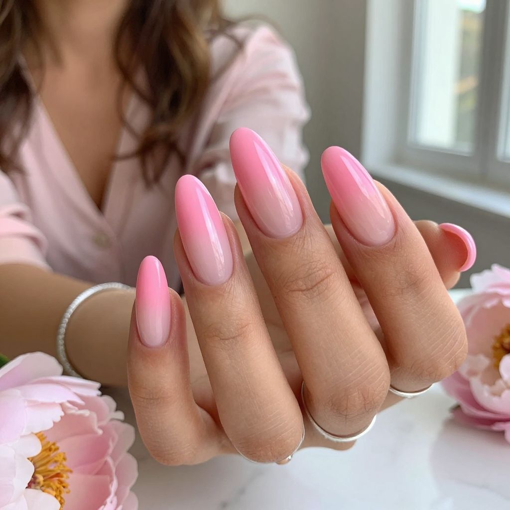 Bubblegum Pink Gradient with Clear Tips
