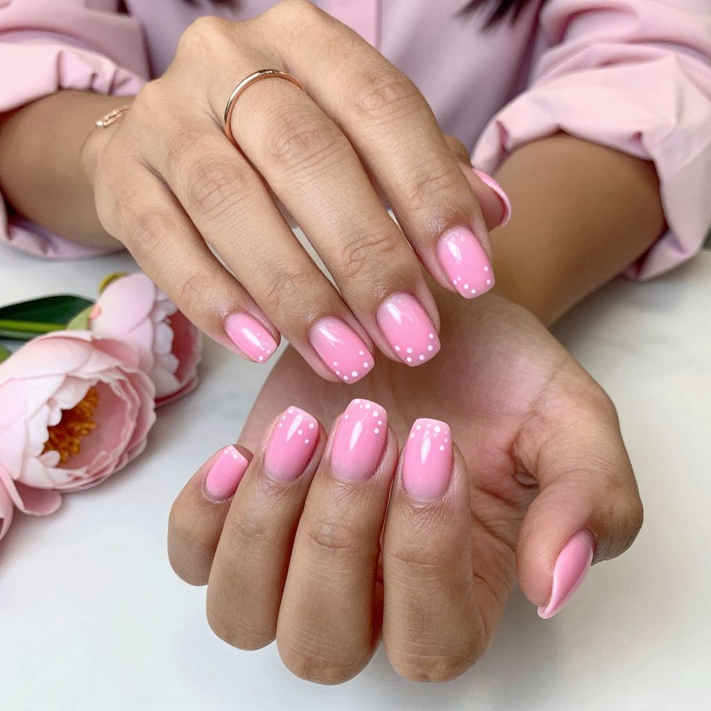 Candy Pink with Tiny White Dots