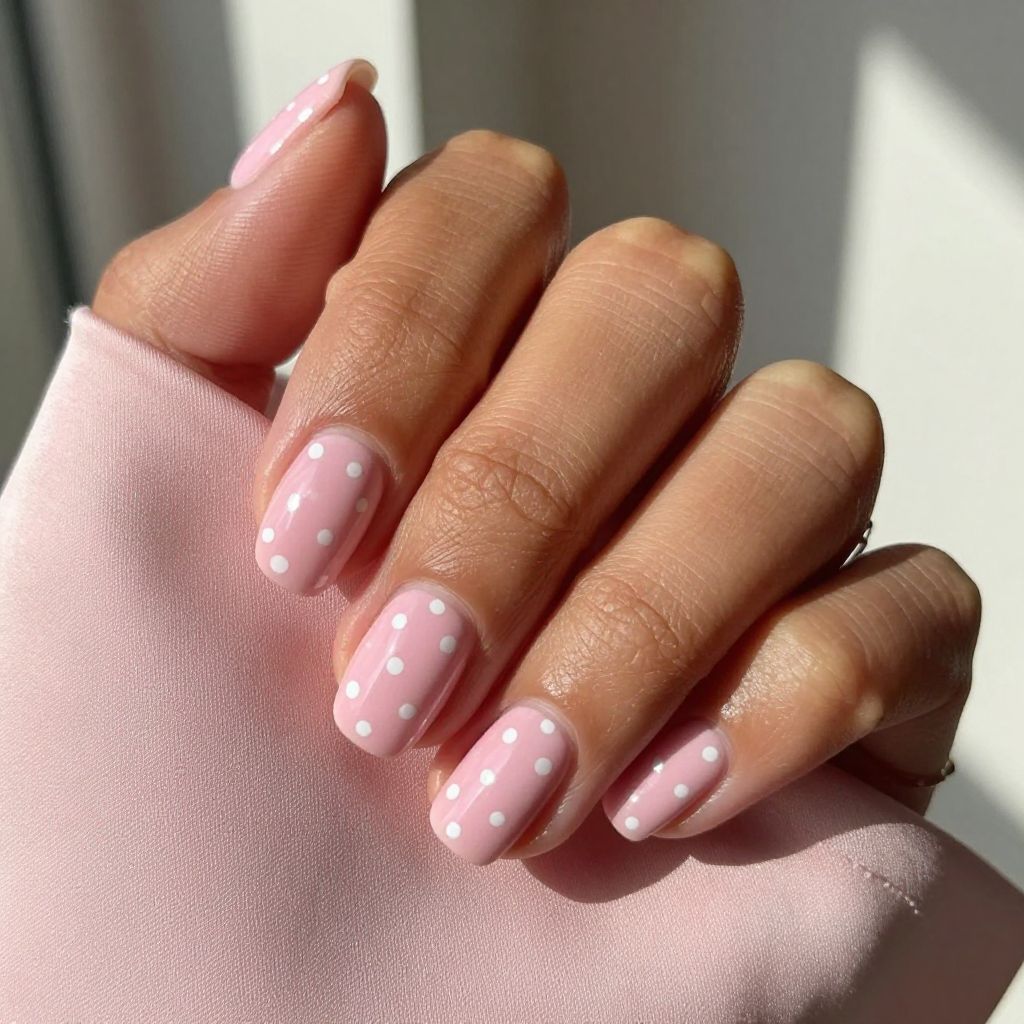 Pastel Pink Polka Dots Nails