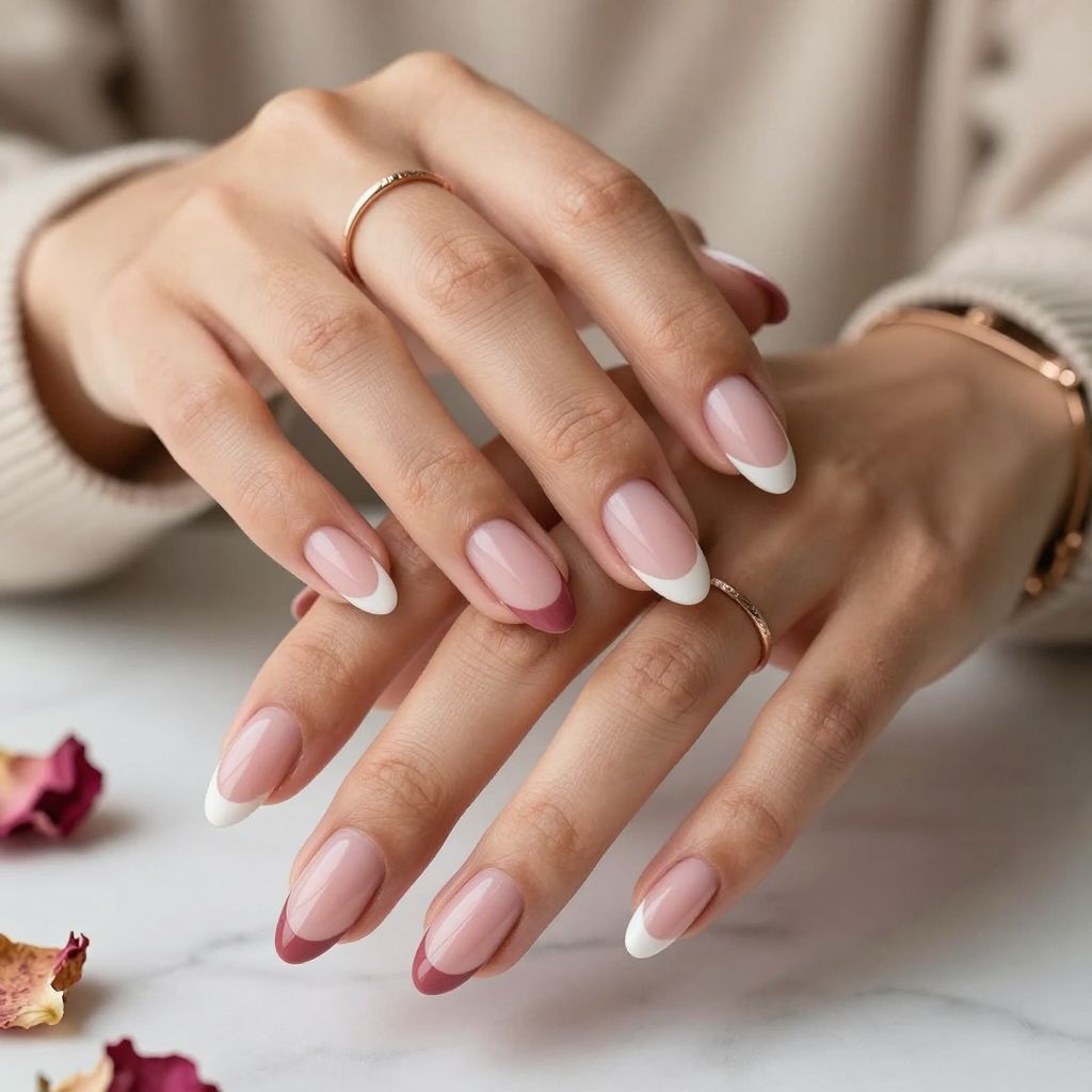 Vintage Rose French Tips Nails
