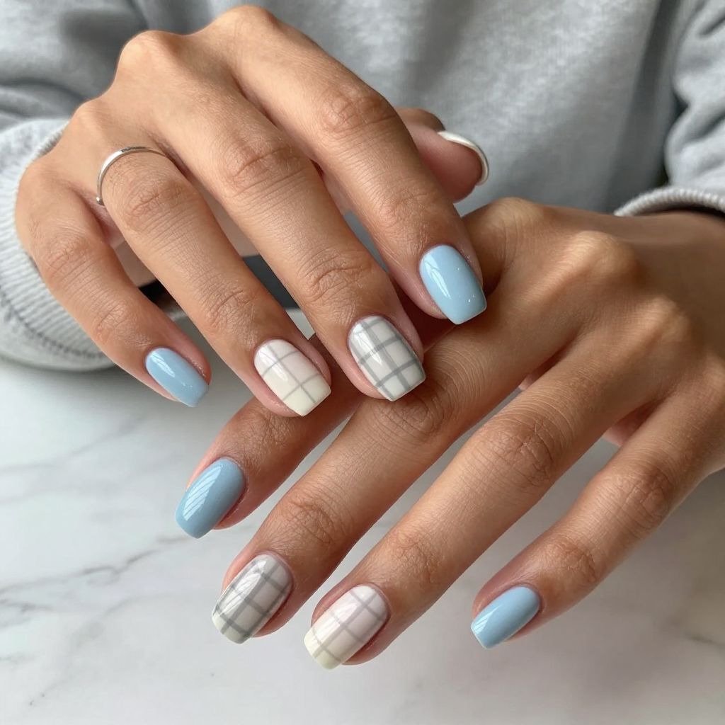 Preppy Plaid with Pastel Blues