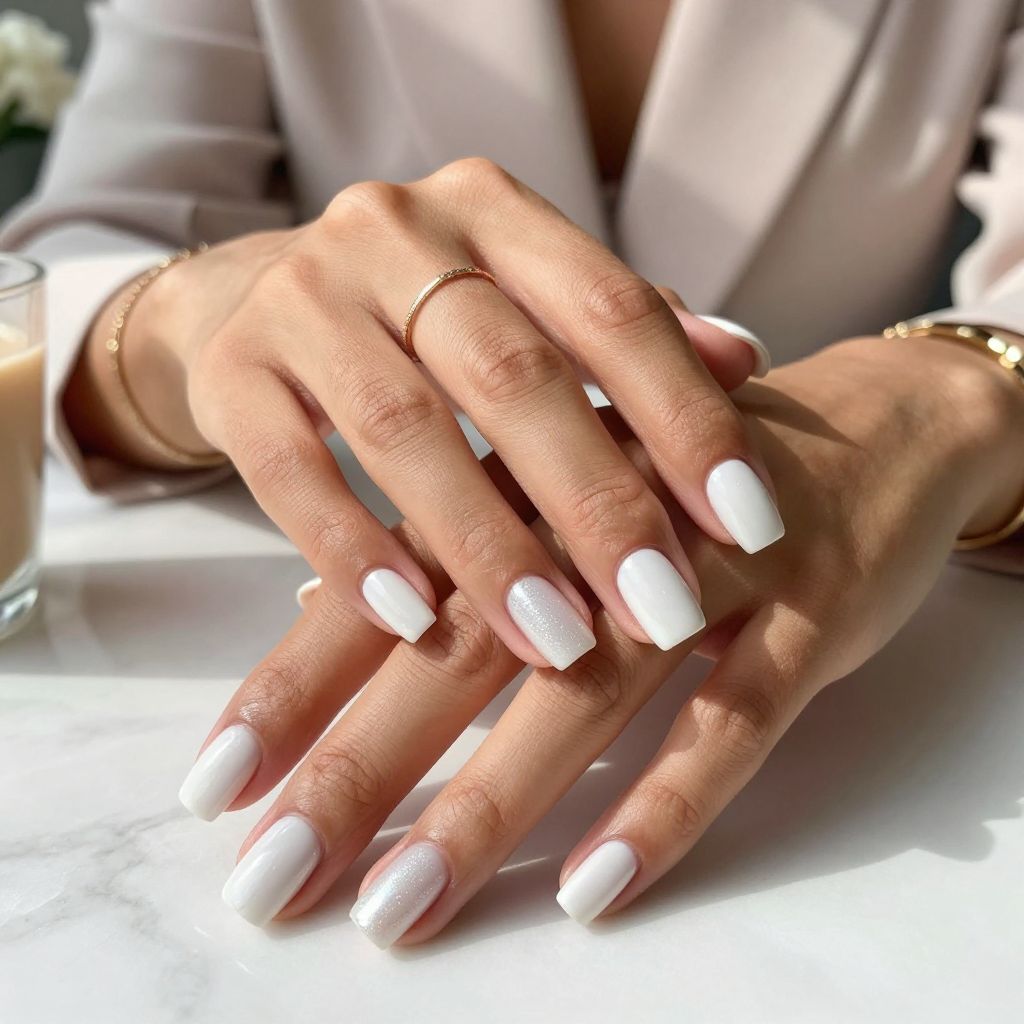 Crisp White with Pearlescent Tips