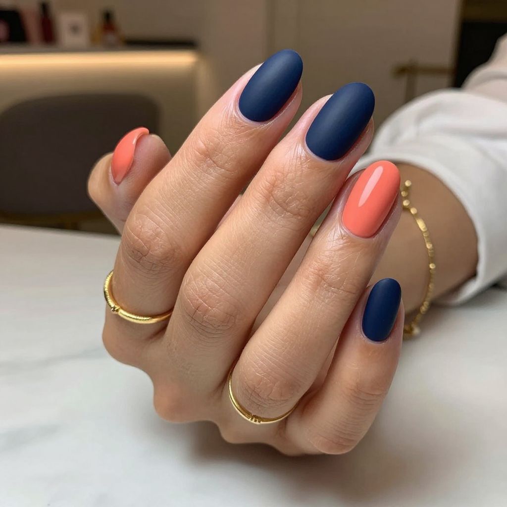 Navy and Coral Matte Mix
