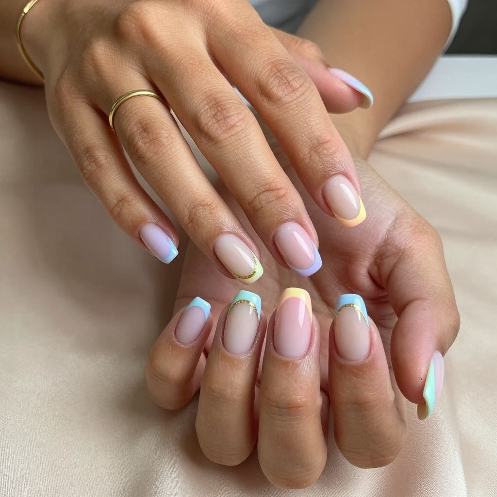 Pastel Rainbow Reverse French