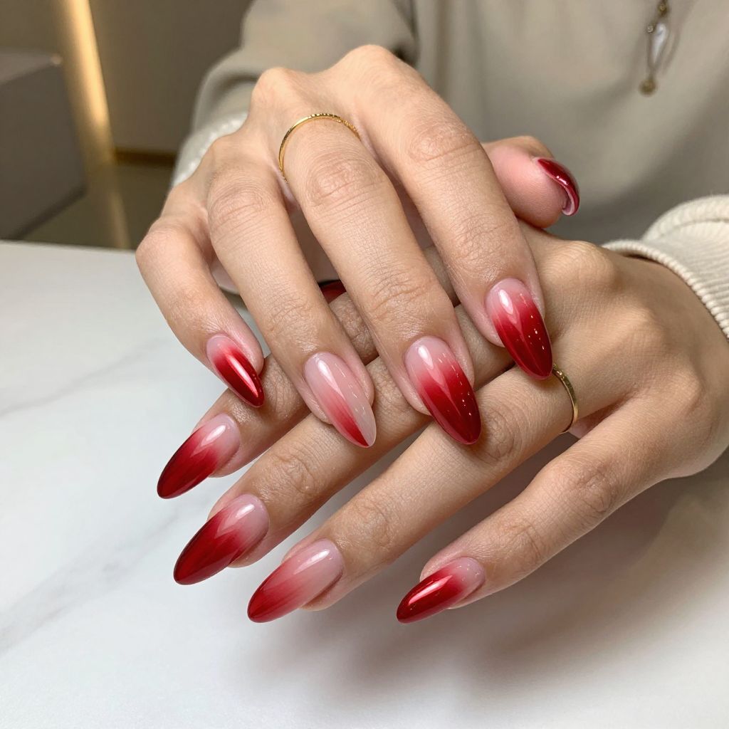 Red Chrome with Clear Gel Tips
