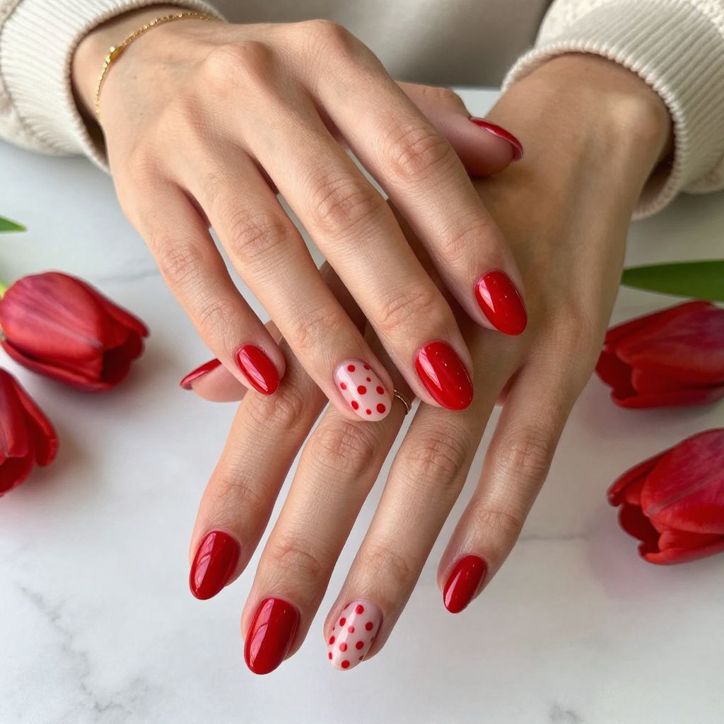 Red Chrome with Matte Polka Dot Accents