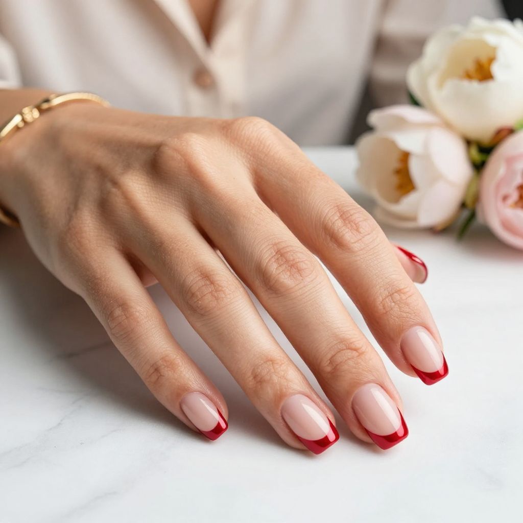 Red Chrome Classic French Tips