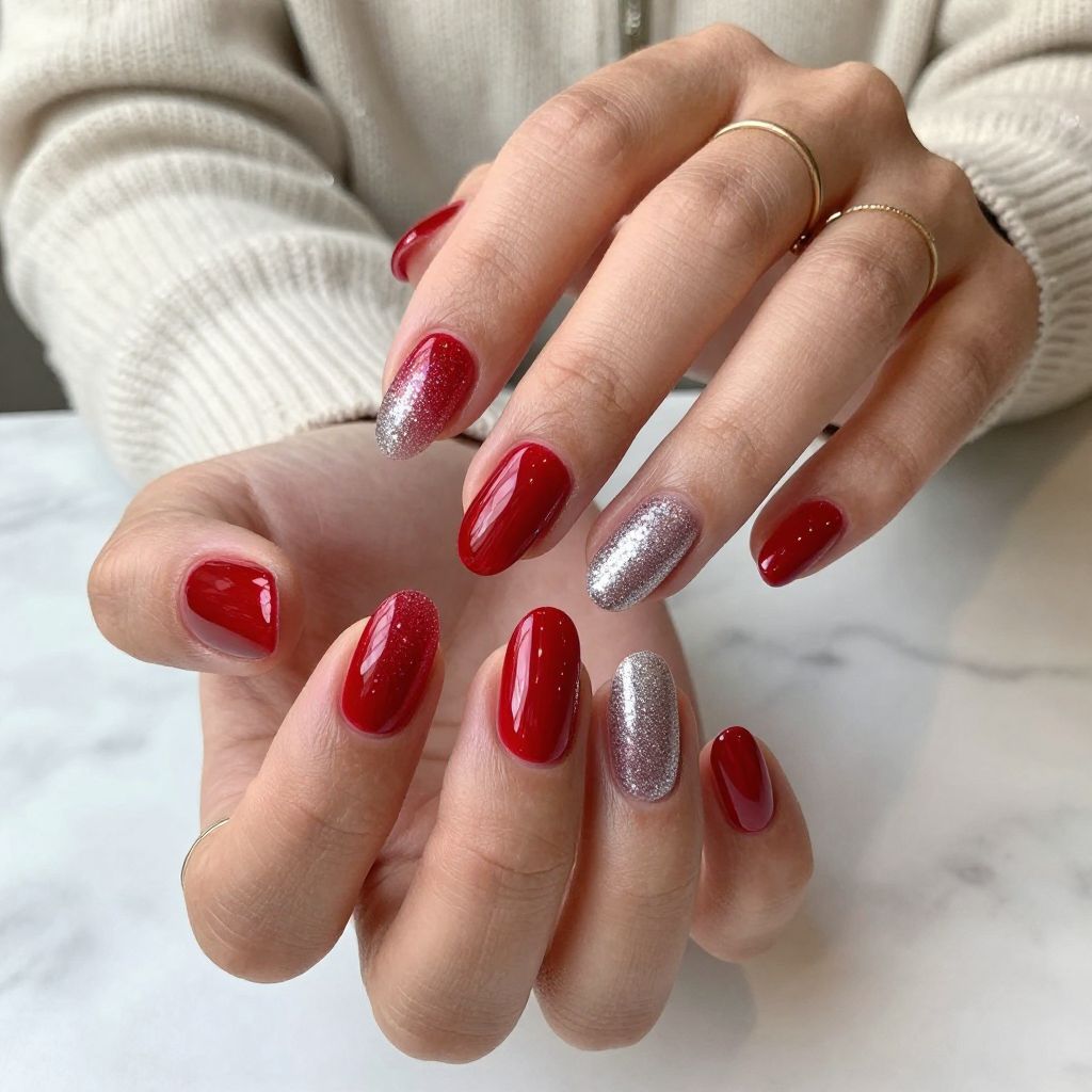Red Chrome with Subtle Glitter Fade