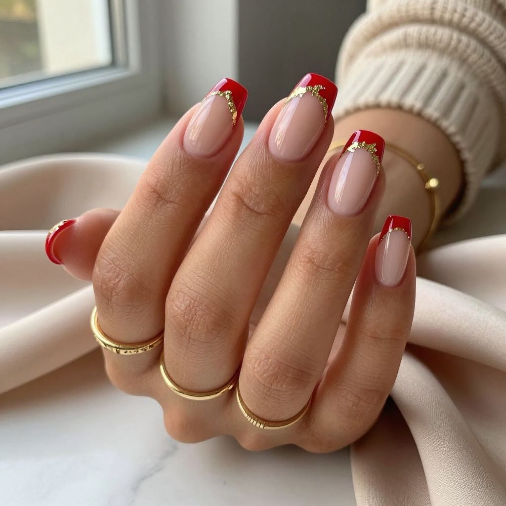 Red Tips with Gold Foil