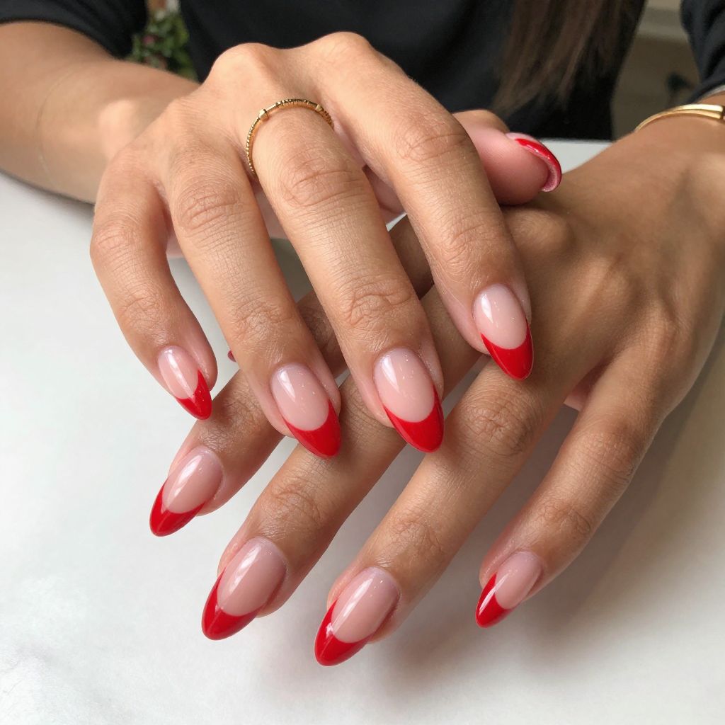Glossy Red Tips with Negative Space