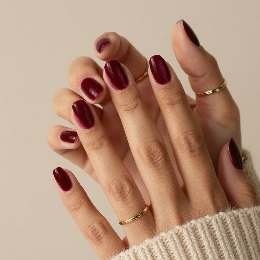Burgundy Velvet Nails
