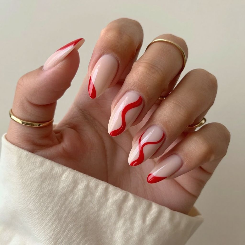 Red and Nude Swirl Art