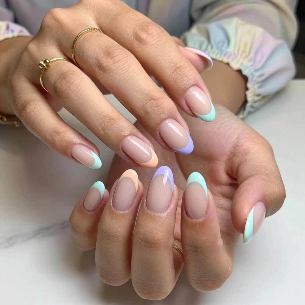 Pastel Rainbow French Tips