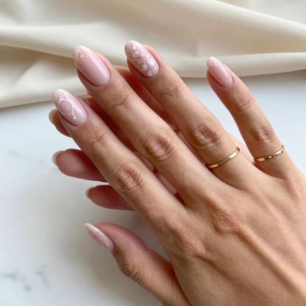 White Marble on Soft Pink Base