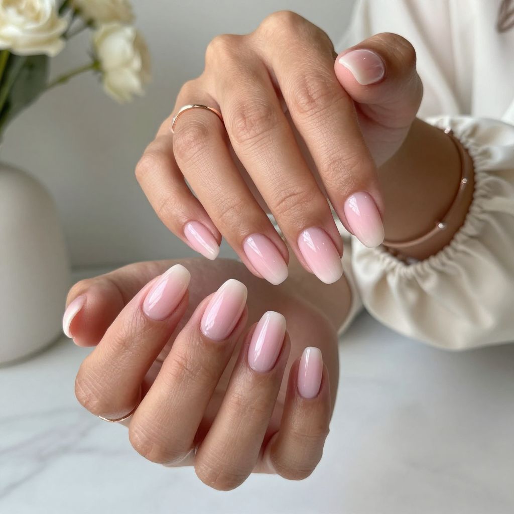 Soft Pink Ombre with Clear Tips