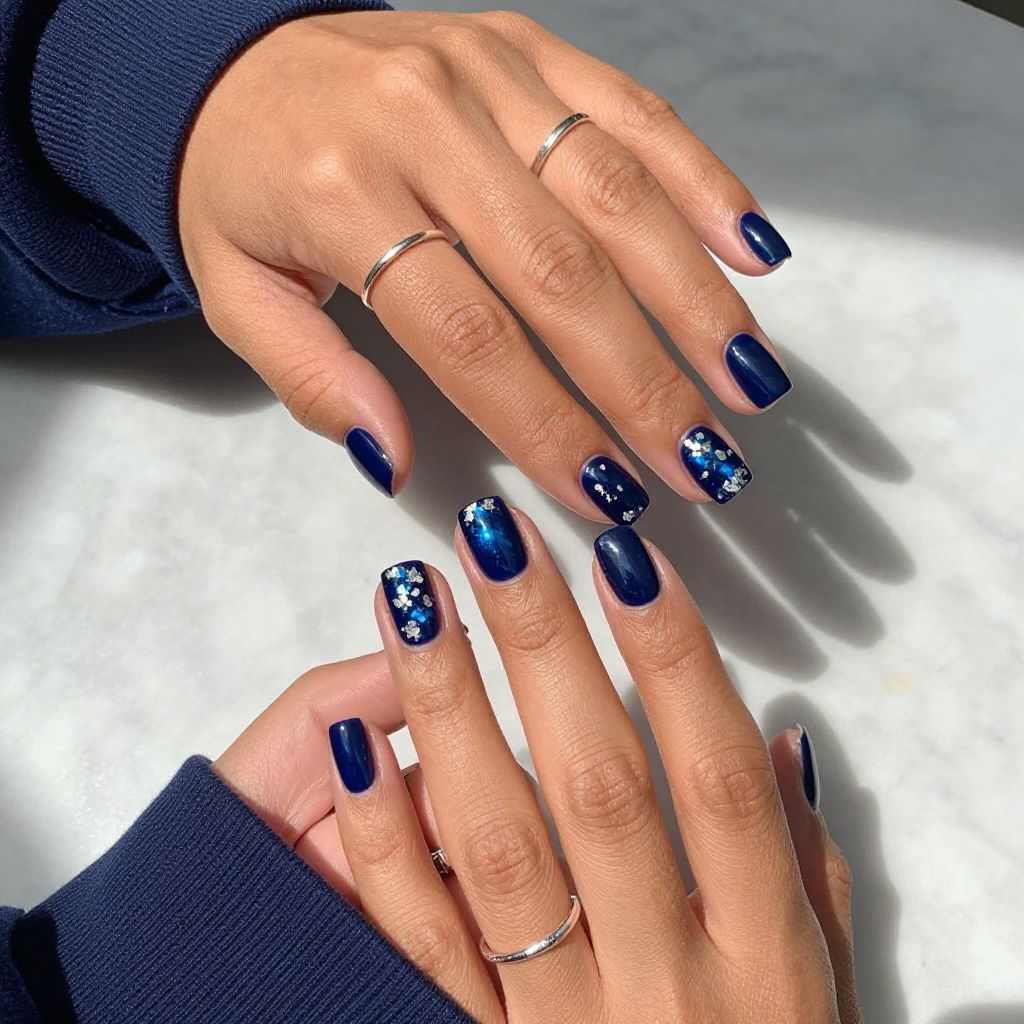 Navy Blue with Silver Foil