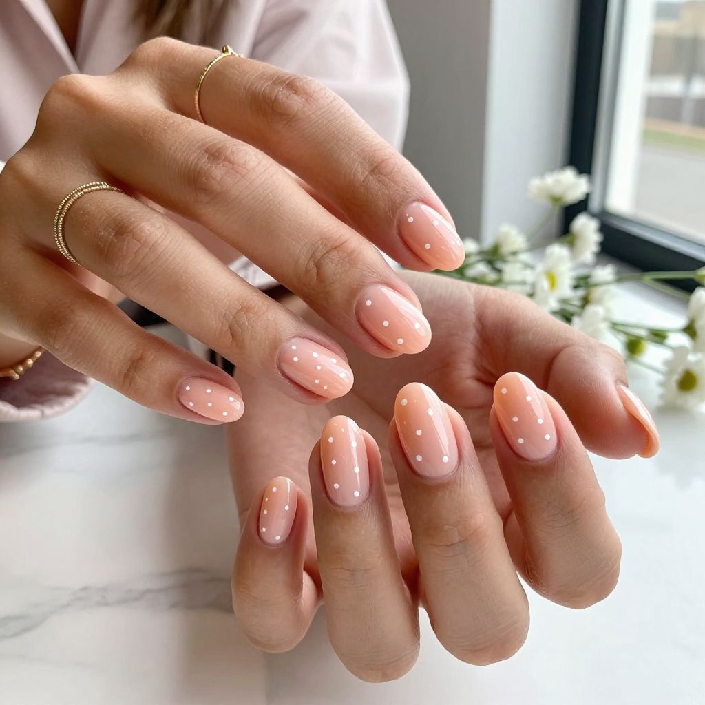 Soft Peach with White Dotticure