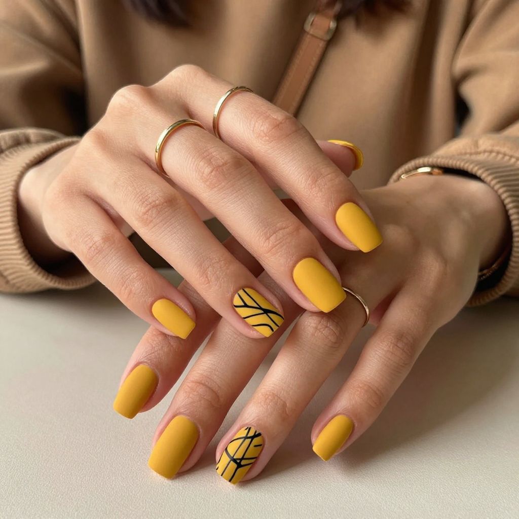 Bold Mustard with Matte Black Lines