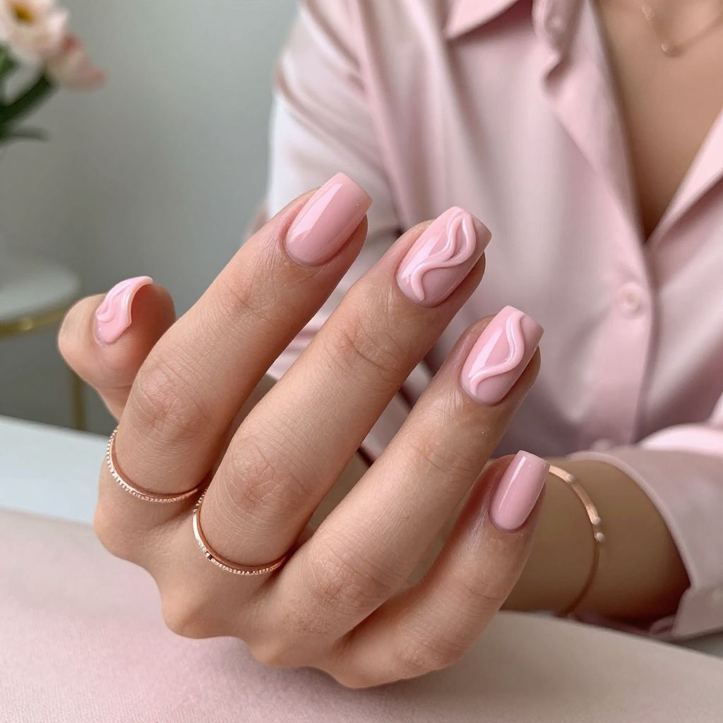 Soft Pink Sculpted Swirls