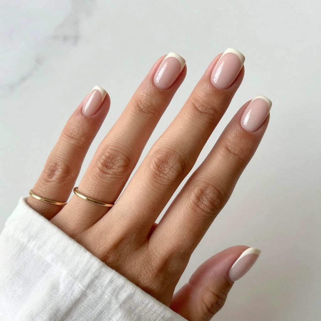 Milky White Tips with Nude Base