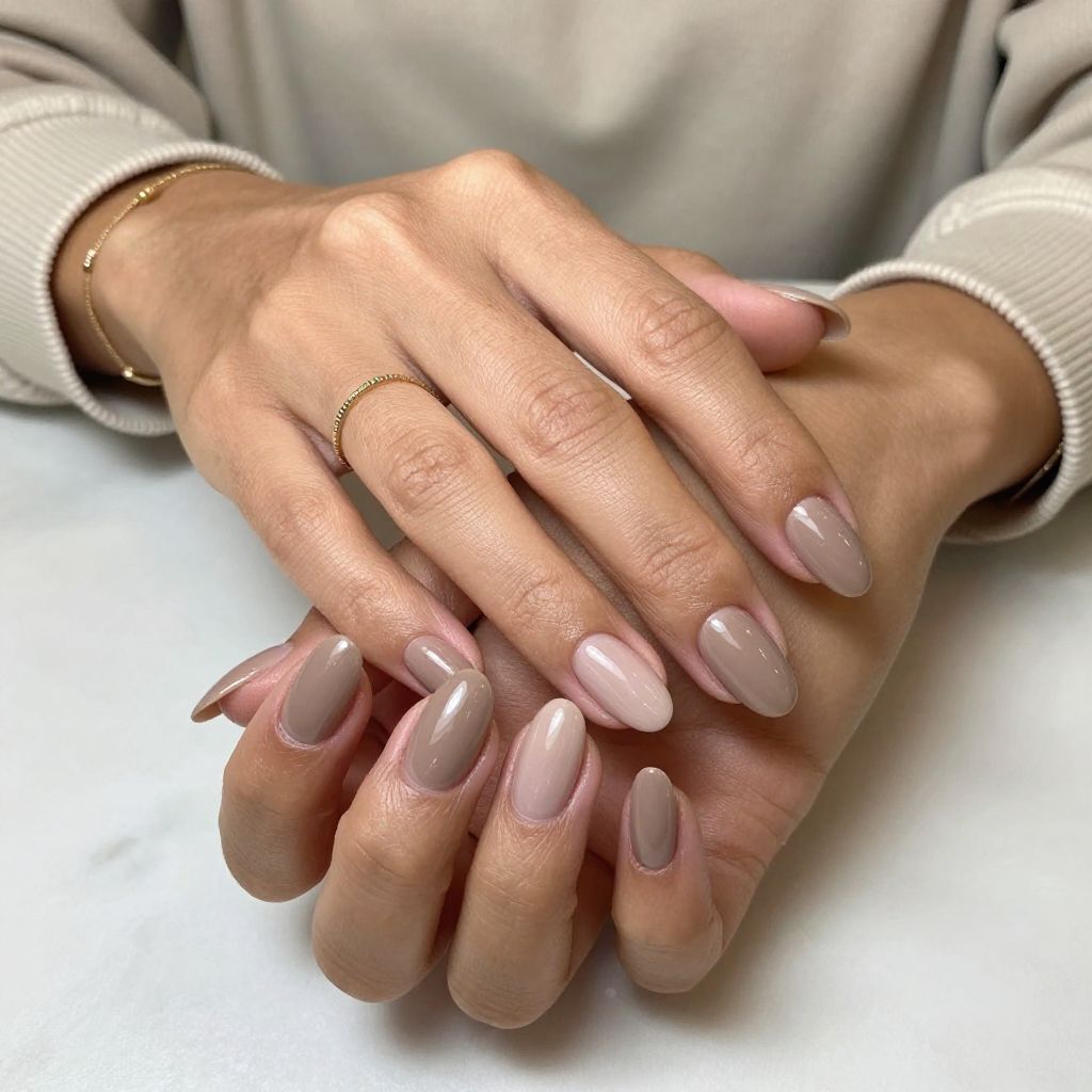 Soft Taupe Soap Layers Nail Design