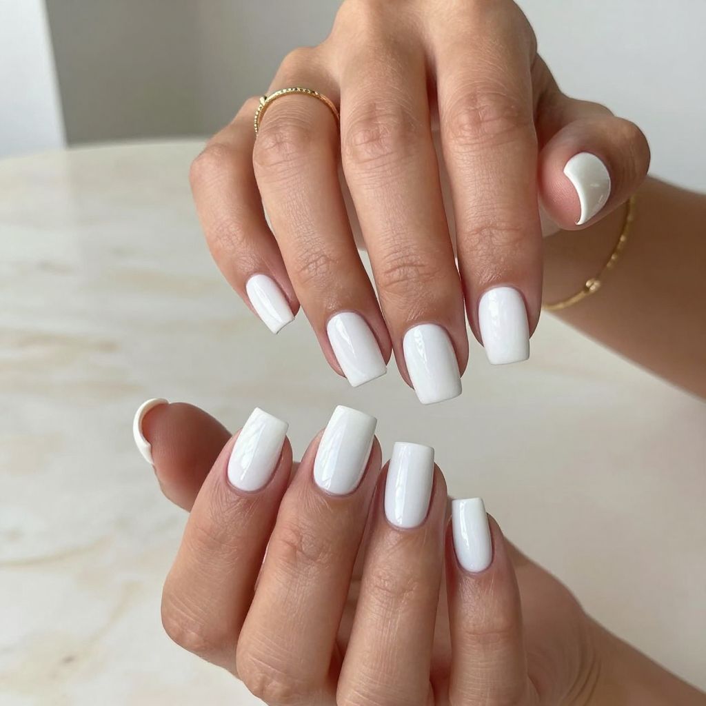 Whisper White Glossy Soap Nail Design