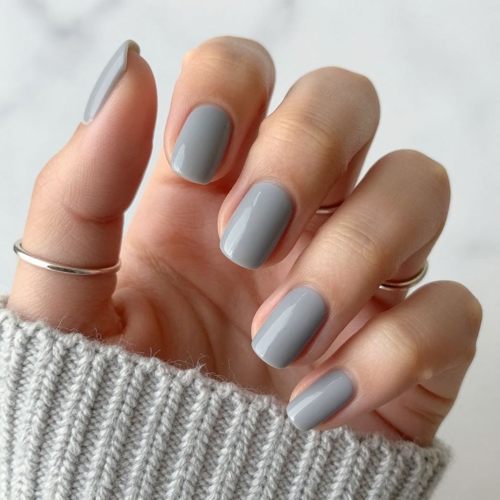 Soft Grey Soap Cloud Nail Design