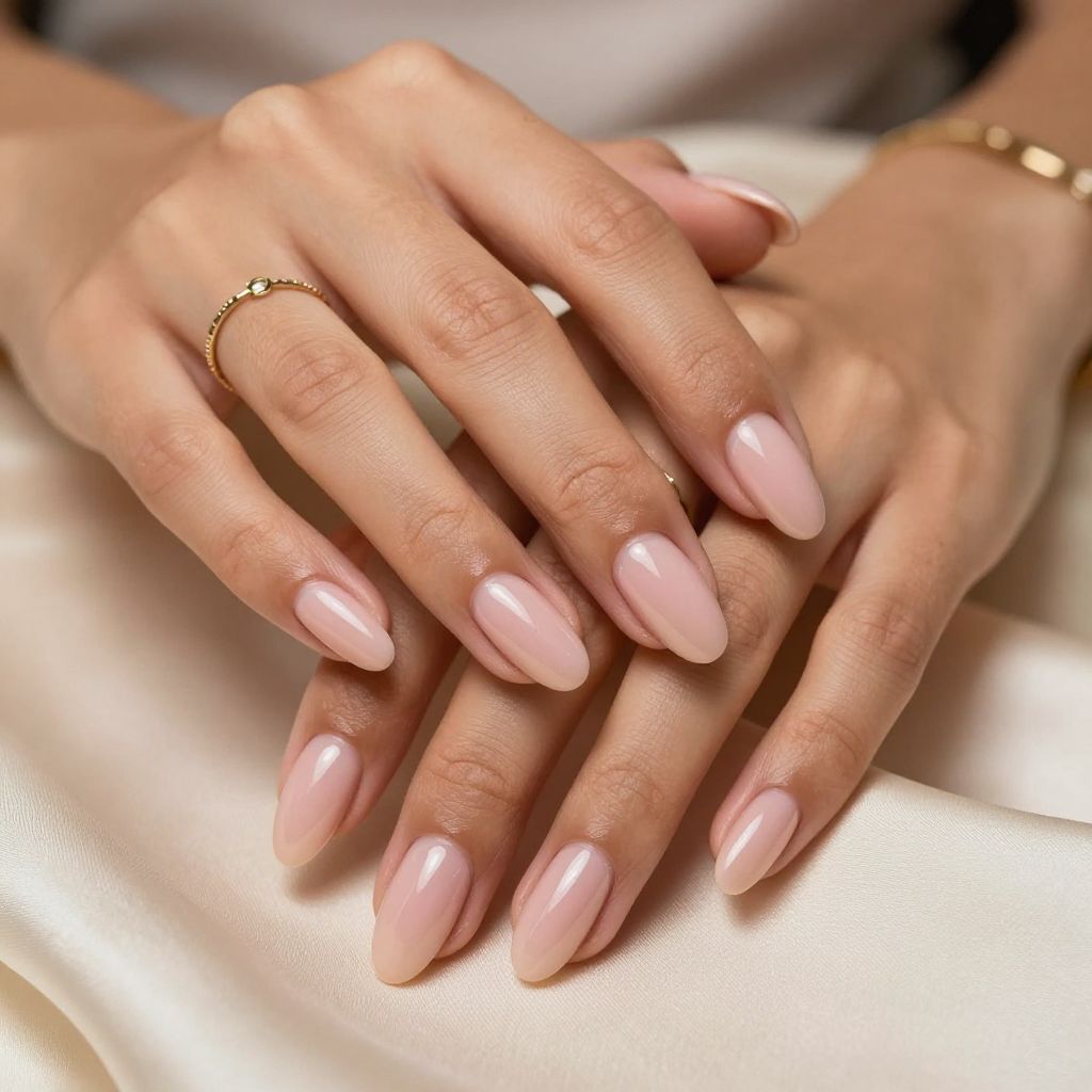 Nude Pink Blush Soap Nail Design
