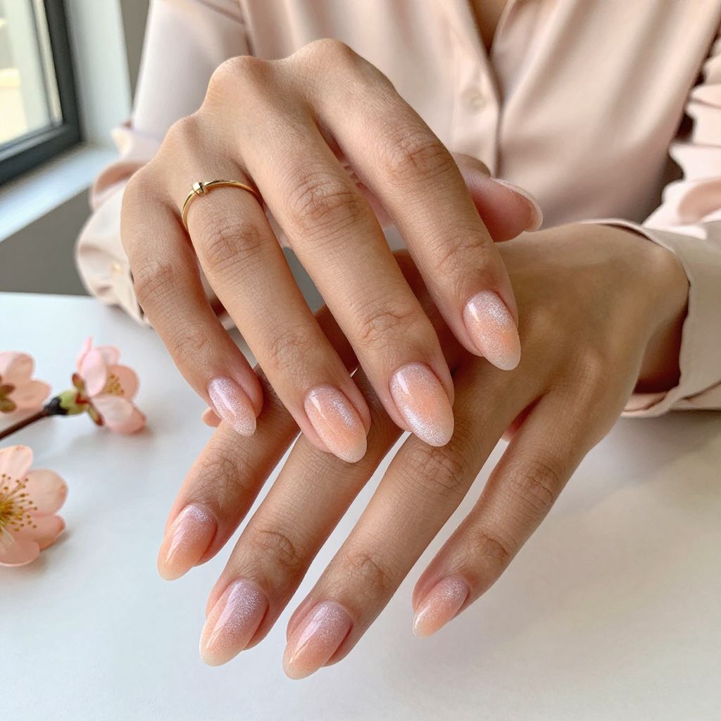 Frosted Peach Delight Nail Design